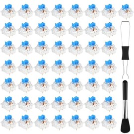 50 Pcs Blue Mechanical Keyboard Switches with Puller & Brush