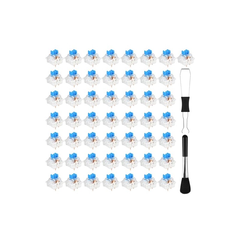50 Pcs Blue Mechanical Keyboard Switches with Puller & Brush