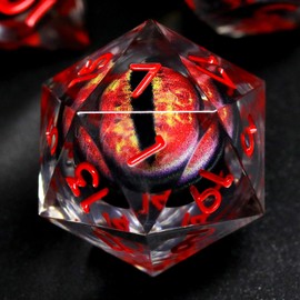 FONVGOGO DND Dice Set Movable Dragon Eye Resin Dungeons and Dragons Dice 7 Pieces Polyhedral D&D Dice Game Cube with Gift Box DND Dice Set (Dragon Eye Red)