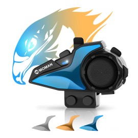 Moman H2E Helmet Intercom Headset with Dual Chip for HiFi/Music Sharing/AI Voice - Single Pack