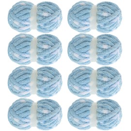 MABOZOO Chunky Yarn for Hand Knitting,Big Thick Blanket Yarn,Soft Fluffy Fuzzy Yarn for Crocheting,Super Bulky Chunky Knit Blanket Yarn,Big Yarn for Arm Knitting,8 Pack,Blue & White