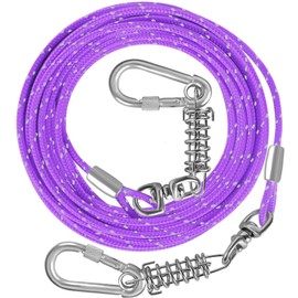 VIVBOO Dog Tie Out Cable 10ft/15ft/20ft/30ft Dog Leash for Training with Swivel Hook Green/Blue/Purple Reflective Dog Chains for Outside for Medium to Large Dogs Up to 150lbs Dog