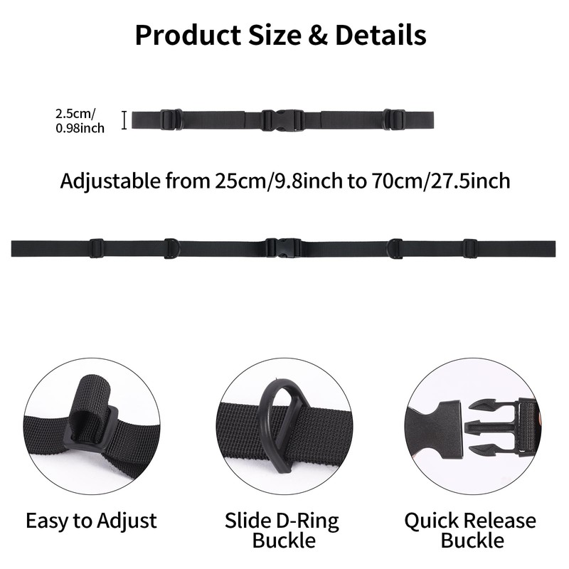 Jiusely 2PCS Backpack Chest Strap, Adjustable Sternum Strap with Quick