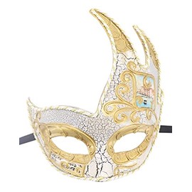 Coolwife Men's Masquerade Mask Vintage Venetian Checkered Musical Party Mardi Gras Mask (X White)