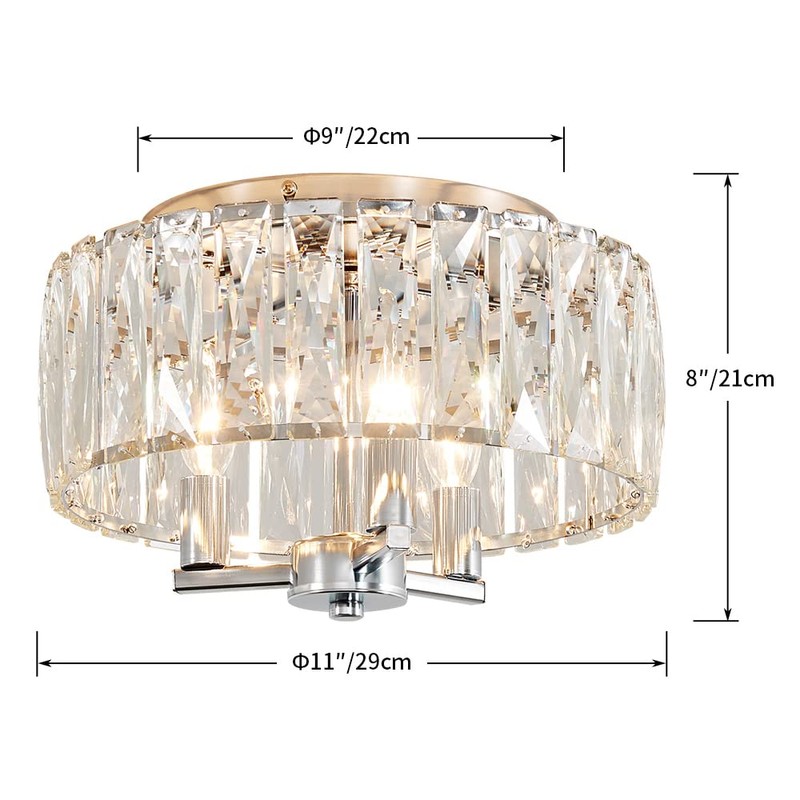 AGV LIGHTING CL002C K9 Crystal Flush Mount Ceiling Light Fixture,