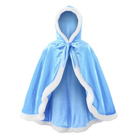 JerrisApparel Girls' Princess Cape Christmas Cape Costume with Hood, blue