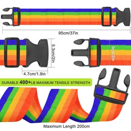 PUWOWYE Pack of 4 Suitcase Straps, Suitcase Strap Eye-catching, Luggage Strap Adjustable, Suitcase Straps Colourful