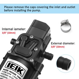 IEIK 12 Volt Diaphragm Pump 5LPM 1.35 GPM 116PSI Self Priming Sprayer Pump 12V DC Fresh Water Diaphragm Pressure Pump for RV Camper Marine Boat Lawn (60W)