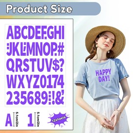 12 Sheets 612 Pieces Iron on Letters and Numbers for Clothing,Large 2 Inch Iron on Letter Patches with PU Heat Transfer Alphabet Adhesive Stickers for Fabric T-Shirt Jersey DIY Craft (Purple)