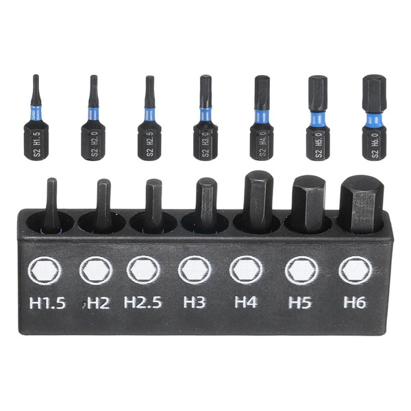 sourcing map 7pcs Hex Screwdriver Bit Set H1.5 H2.0 H2.5