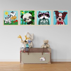 DIYDECORFUN Diamond Art Kits for Kids Ages 4-8-12, Small Kid Diamond Painting Mosaic Kits for Girls and Boys, Full Drill Gem Art Craft Kit for Home Wall Decor Gifts 6x6 Inch Set of 4