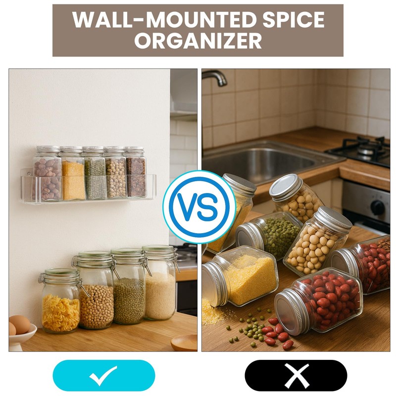 Xlxker Acrylic Spice Racks for Wall Mount, 2-Pack Clear Cabinet