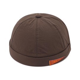 Gvatasz Beanie Docker Cap Waterproof Lightweight Brimless Hats Rolled Cuff Harbour Hat Casual Skullcap Landlord Hat,Brown