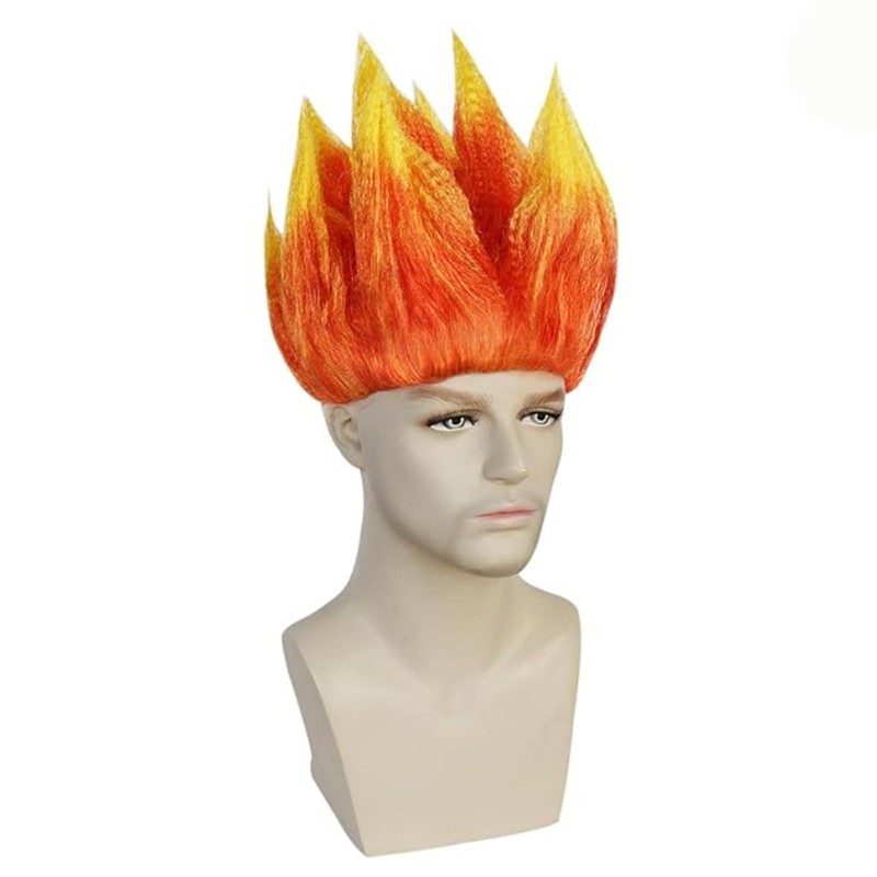 Cosplay Wigs for Men Halloween Male Wig (Anger Orange)