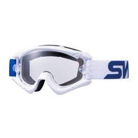 Swans MX-RUSH-PET W/BL Motorcycle Goggles, White x Blue