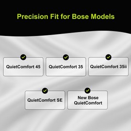 Aurivor Lambskin Ear-Pads Cushions for Bose QuietComfort (QC) 45 Noise Cancelling Headphones (Black)