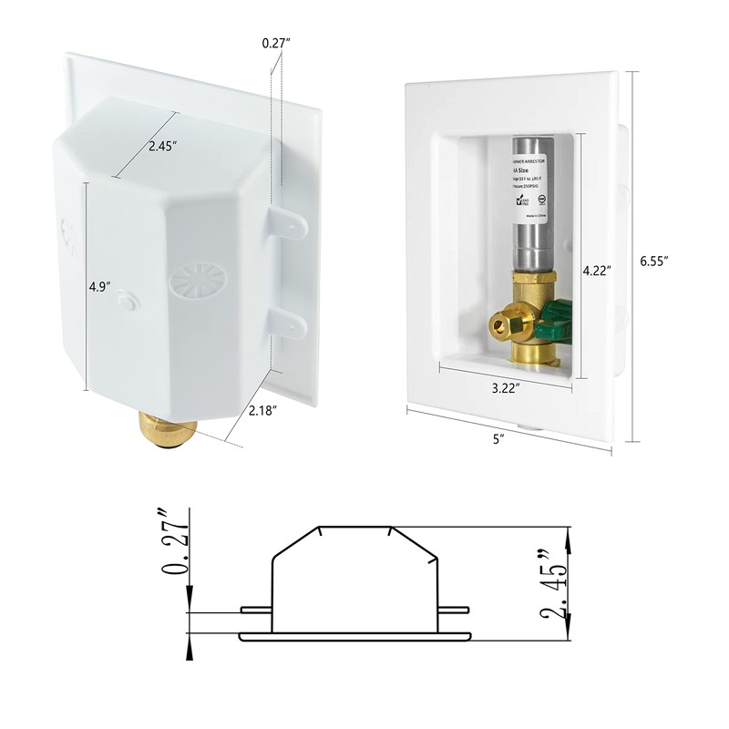EFIELD Pex Ice Maker Outlet Box, 1/2-Inch Pex F1960 Expansion