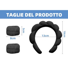 Voarge Headbands for Women, 1 Makeup Headband and 2 Bands for Wrist Washing, Skin Care, Shower, Makeup Remover Black