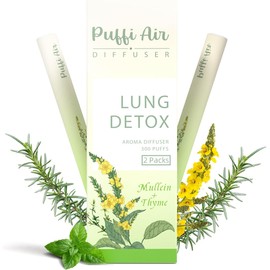 Puffi Air Inhaler 2-Pack - Lung Detox & Breathing Support, Nicotine-Free, Tobacco-Free with Mullein & Thyme Extracts - Ideal for Lung Cleansing - 600 Puffs