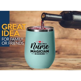 Nurse Silver Edition Wine Tumbler 12oz - Magician in scrubs - Gynecology Registered Ambulatory cardiology orthopedic Endocrine Hematology