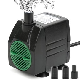 BARST Submersible Water Pump,400GPH Adjustable Aquarium Pump Pond Pump Ultra Quiet Fountain Pump with 3 Nozzles & 6ft Power Cord for Fish Tank, Hydroponics,Outdoor Waterfall (1500L/H,25W)