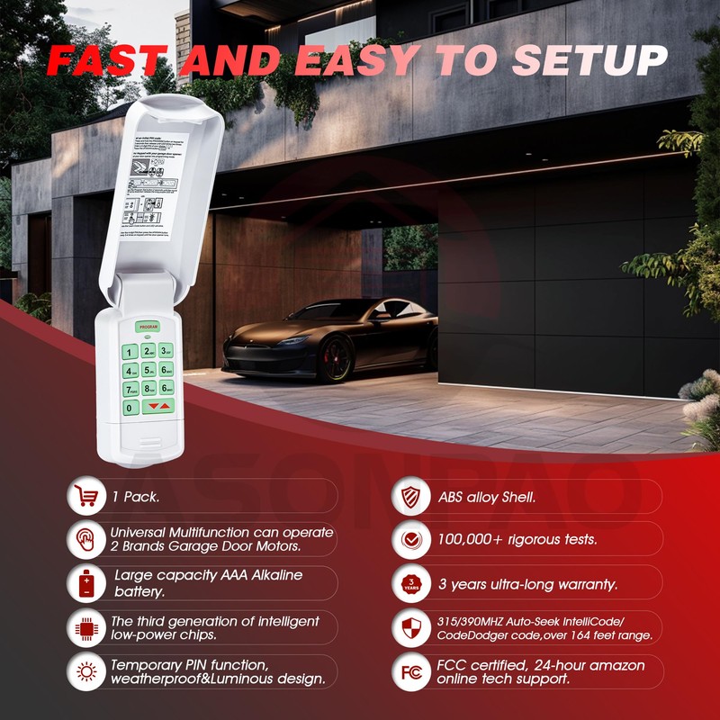 1 for GK-R/GWKPD-BL IntelliCode Keyless Entry Wireless Keypad 37224R for