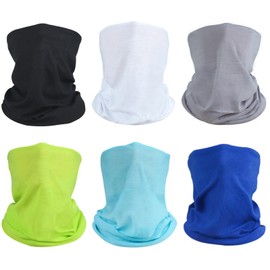 kilofly 6/8 pc Neck Gaiter Headband Bandana Seamless Headwear Head Wrap Set