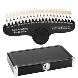 faruijie Teeth Shade Guide – Zahnaufhellungs-Schattierung-Diagramm, professionelles Porzellan, 3D R-20 Farbkomparator mit Spiegel, Zahnblondierung, Farbverfolgungsdiagramm mit 20 Farben