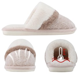 GOEWY Slippers Women Men Winter Plush Warm Slippers Soft Flat Memory Foam Home Non-Slip Slippers, light yellow