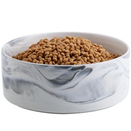 Addggo 8 in Dog Bowl Ceramic for Medium Large Breed,Non Slip Heavy Wighted Dog Food Water Dish,Microwaveable Big Pet Bowl Extra Large Marble Grey7.6 Cup