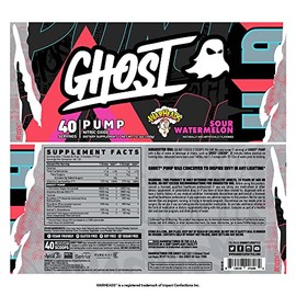 GHOST Polvo de xido ntrico Pump, Warheads Sanda cida - 40 porciones - Suplemento pre-entrenamiento sin azcar ni estimulantes - L-citrulina, nitrato...