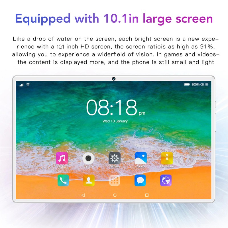 10.1in Tablet Silver 5G WiFi Calling for Android 12 6GB