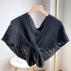 DAISHIAO Ladies Knitted Fish Scales Plain Poncho Knot Cape, BG