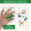 ABURRORI 50 Pcs 12OZ Dinosaur Plastic Cups, Dino Theme Cups