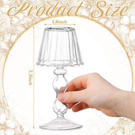 Jingmore 2 Pcs Crystal Candle Holders Lamp Shaped Crystal Tealight Candle Holders Table Centerpiece for Home Wedding Engagement Birthday Party Events Dining Table Decoration(Clear)