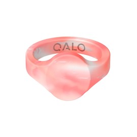 QALO Men & Women's Rubber Silicone Ring, Signet Rubber Unisex Wedding Band, Breathable, Durable Engagement Silicone Ring, 6mm Wide 1.8mm Thick, Rose Quartz, Size 9