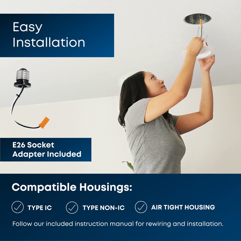 Feit Electric LED 4 Inch Recessed Lights Retrofit with E26