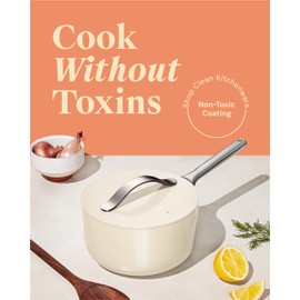 Caraway Nonstick Ceramic Sauce Pan with Lid (3 qt) - Non Toxic, PTFE & PFOA Free - Oven Safe & Compatible with All Stovetops (Gas, Electric & Induction) - Navy