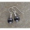 Large 10mm Black Onyx Gemstone & Sterling Silver Drop Earrings