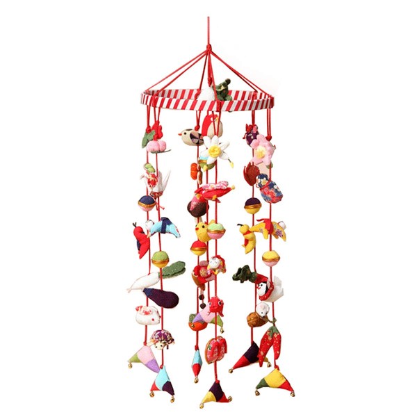 Takagi Fiber Panami LH-410 Hanging Decoration, Kyoto Crepe, Hanging Decoration, 7 Pieces, Red and White Rings, Handmade Kit