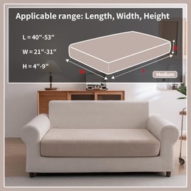 OHSIO Sectional Couch Covers, Wear Resistant Stretch Sofa Covers Washable Soft Couch Cushion Covers Anti Slip Furniture Protector Sofa Slipcovers for Pets (1 Piece Loveseat Cover, Light Brown)