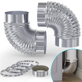 Chiligent 4 Inch 90 Degree Galvanized Dryer Vent Elbow, 2 PCS Dryer Vent Elbow with 4 Clamps and Aluminum Foil Tape, for 4in HVAC Ducts, Pipes, or Hose Ductworks, Fits For Tight Spaces