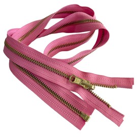 #5 Brass Metal YKK Medium Weight Inside/Outside Reversible Slide Jacket Zipper Separating (1 Zipper) - Tape Color: Holiday Pink #515W - Choose Your Length (Holiday Pink #515W, 25" Inches)