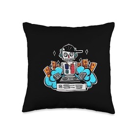 Beat Maker And Music Producers Apparel For All Beat Maker Music Producer Cute Robot Throw Pillow, 16x16, Multicolor