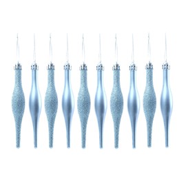 Simply Products 10 Droplet Baubles - Great Christmas Tree Decoration, Matte & Glitter Icicle Baubles (Ice Blue Glitter & Matte)