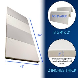 FitMats 4-Fold 4'x8'x2" Exercise Mat - Thick Comfortable Foam, Easy to Store & Carry - Ideal for Yoga, Pilates, Stretching, & Home Fitness Workouts