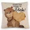 speecheese Flannelette Cushion with Linen Look with Saying Ich Bin