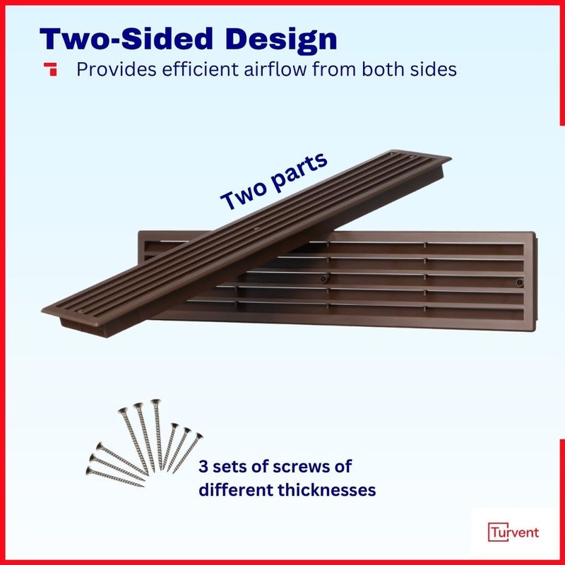 TURvent 17.7" x 3.6" Door Vents for Interior Doors -