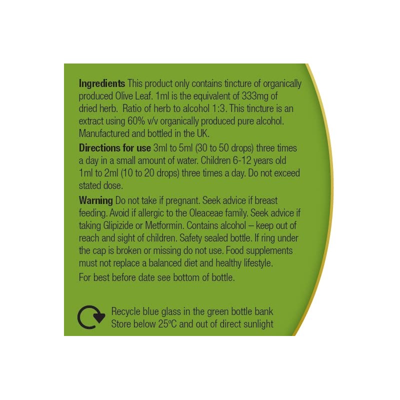 Organic Herbal Remedies 100ml Olive Leaf Tincture