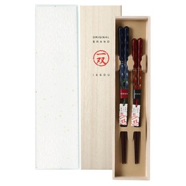 Couples Chopsticks Pair Ayashige Paulownia Box Included [Wrapping Paper] Chopsticks Pair Matching 2 Pairs Chopsticks Set Tableware Cutlery Present Gift (Packaging Paper Only)
